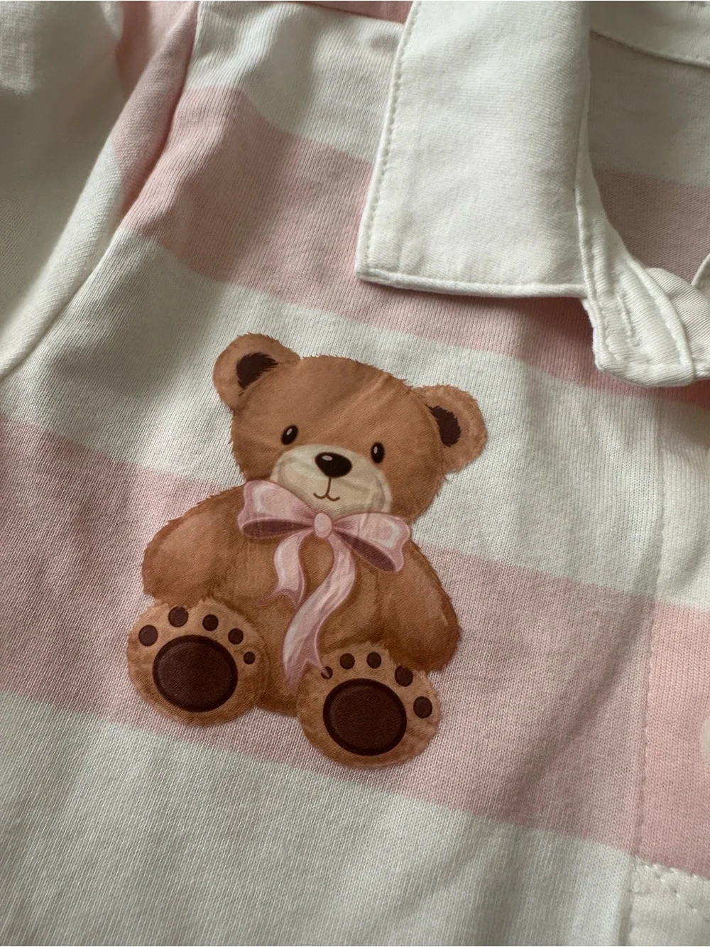Carter’s Girls Size 12 Pink Striped Polo Dress Teddy Bear Preppy NWT
